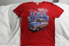 AMERICAN FLAG PICKUP TRUCK EAGLE EAGLES DOG USA T-SHIRT SHIRT