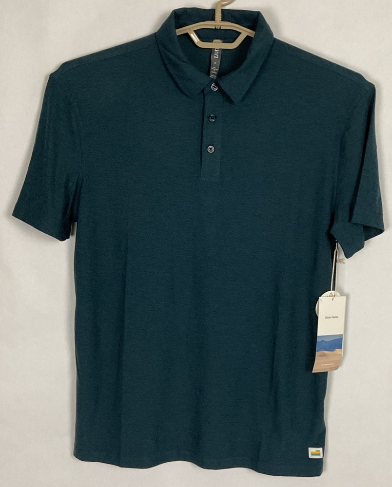 Vuori Strato Tech Polo Mens Size Small Blue Heather 40×27.5” Stretch Soft New