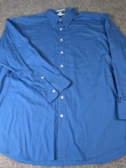 Perry Ellis Preferred Collection 17.5/ 34-35 Dress Shirt Blue Cotton Long Sleeve