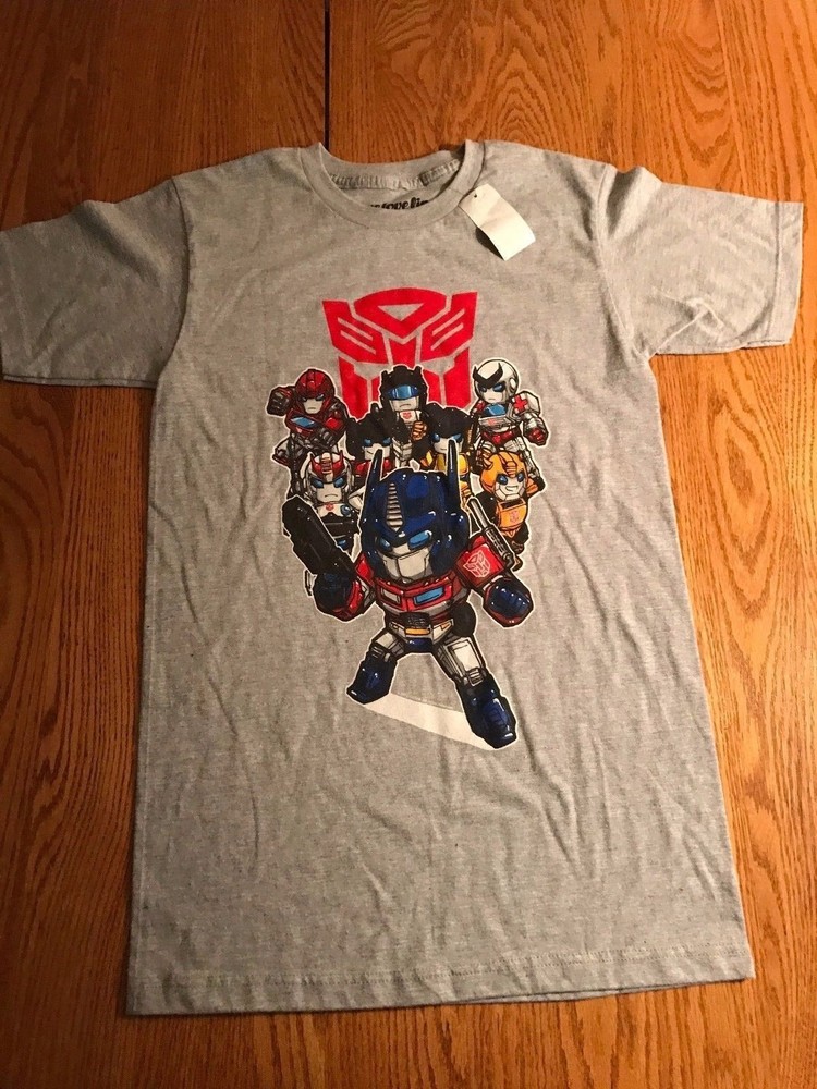 NEW NWT LICENSED TRANSFORMERS Autobots Chibibots COTTON/POLY T-Shirt SMALL GRAY