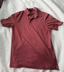 Vineyard Vines Bradley Sankaty polo shirt red and grey striped Size M