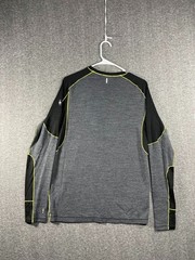 Smartwool Merino Wool Base Layer Long Sleeve Mens Medium Grey Black Neon Sport