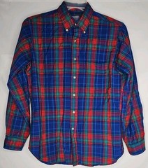 Vintage Sir Pendleton Mens Medium Green Blue Red Tartan Flannel Virgin Wool