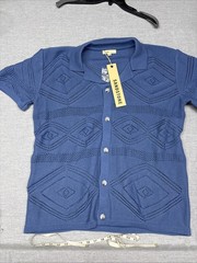 NWT SANDSTONE mens 100% acrylic dress shirt SIZE LARGE COLOR BLUE