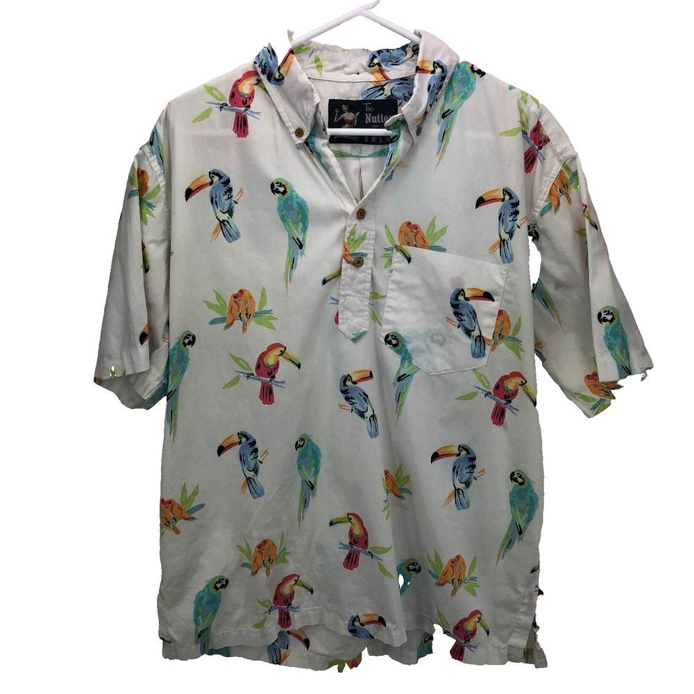 Chubbies The Nutter Pullover Shirt Mens Large Parrots Toucans Birds Tropical