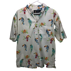 Chubbies The Nutter Pullover Shirt Mens Large Parrots Toucans Birds Tropical