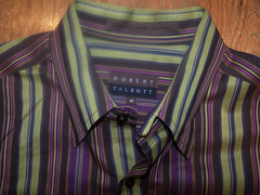 Robert Talbott Carmel L/S Button Front Purple Green Stripe Shirt Mens Sz Medium