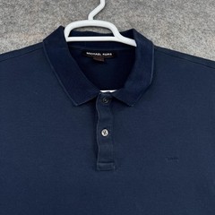 Michael Kors Polo Shirt Mens XL Blue Short Sleeve Cotton Collared Logo Casual