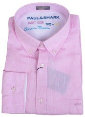 PAUL & SHARK YACHTING Men’s Long Sleeve Dress Formal Shirt 47 18.5″ Linen CAPRI
