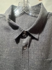 Coofandy Men’s Short Sleeve Button Down Lightweight Linen Shirt, 2XL, Gray