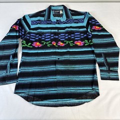 Vintage Wrangler Cowboy Cut X-Long Tails Western Print Shirt Size 16.5 /35