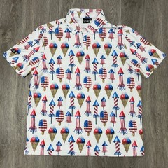 Sunday Swagger Polo Shirt Mens XL White Fourth of July America Golf Performance