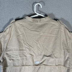 Ecko Unltd Button Down Utility Safari Style Shirt Men Size XL Tan Vented Ripstop