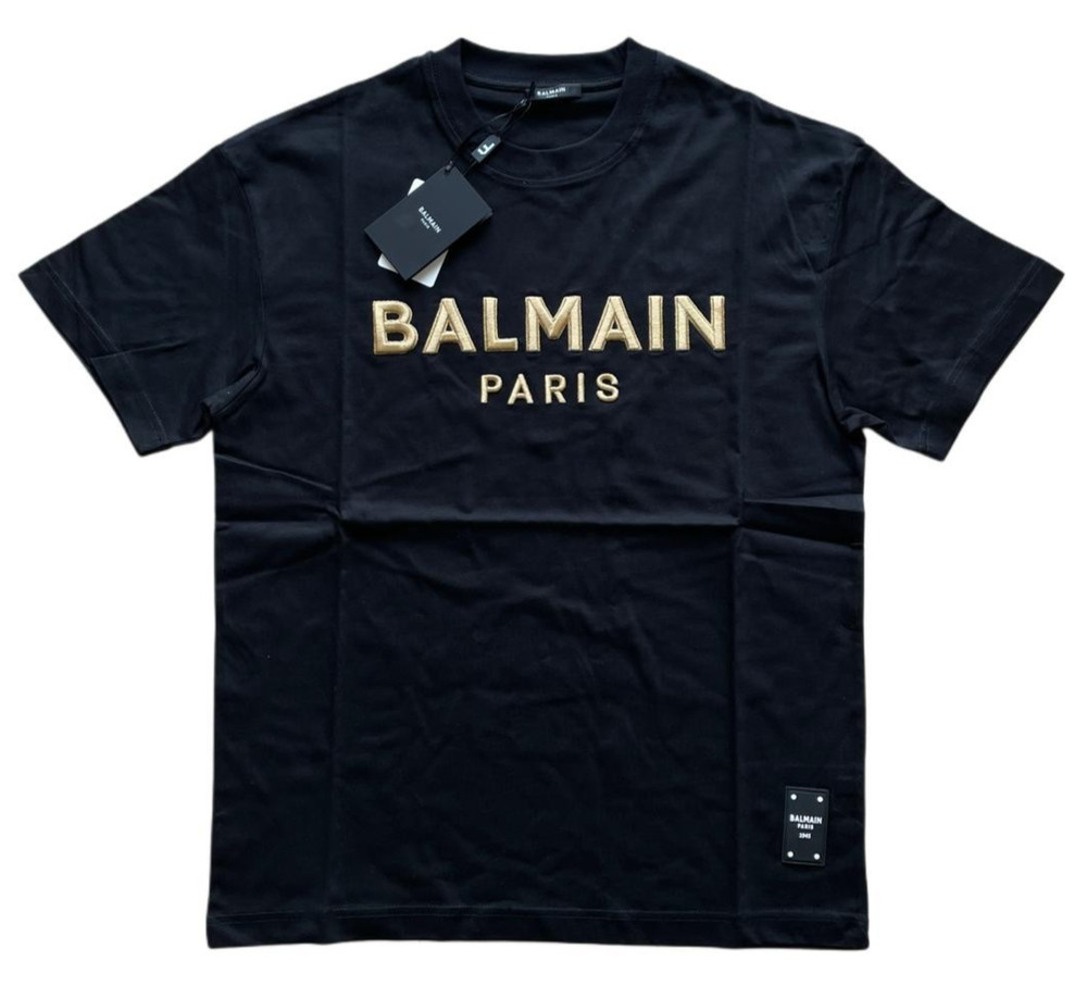 Balmain Men’s Basic Black Short Sleeve Cotton Tee Medium