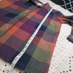 Vtg Blair Adult M Button Down Patchwork Plaid Boho Hipster Farmhouse Cotton Fun