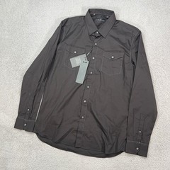 7 Diamonds Shirt Mens Medium Black Solid Button Up All American Cotton