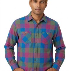 Natural Reflections Multicolor Plaid Pullover Button-Up Shirt Men Size M
