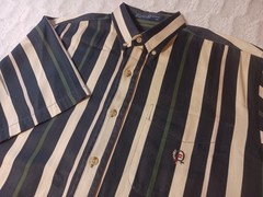 Vintage Coliseum Classic Striped Button Down Shirt Men’s Large 90’s Blue/Cream