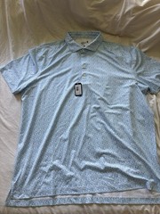 johnnie-O Performance Stretch UV Polo Shirt XL Blue/White Floral Short Sleeve
