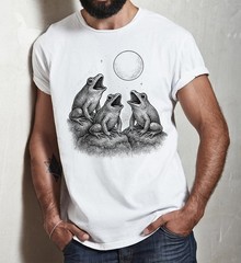 Howling Frogs Under Full Moon Tee • Retro Vintage Frog Graphic Shirt • Funny