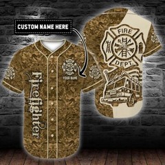 Personalized Custom Name Firefighter Logo Car Baseball Tee Jersey Shirt