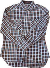 Billy Reid Men’s Brown/Black/Aqua Plaid Cotton L/S Button Down Shirt XL – EUC