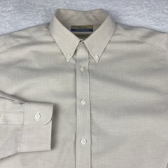 Roundtree & Yorke Gold Label Collegiate Shirt Mens 16.5-35 Tan Tailored Fit