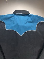 Retro Panhandle Slim Men’s XL Western Shirt Black/Blue Embroidered Longhorn Snap
