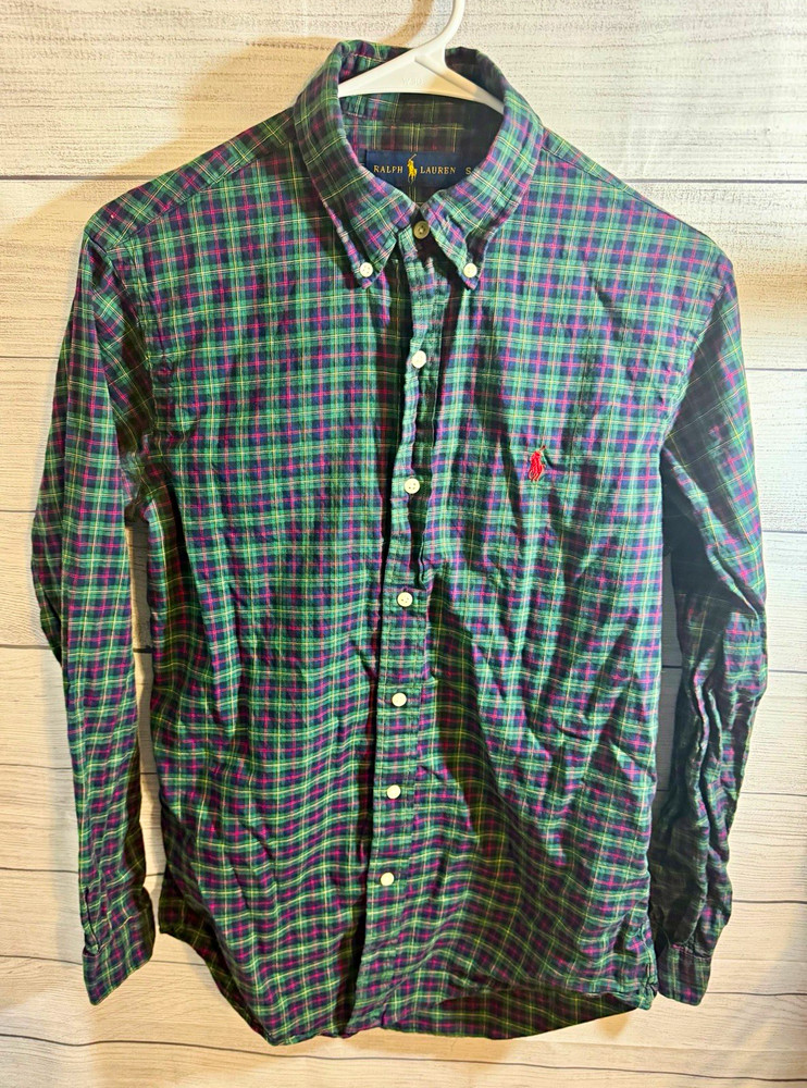 Ralph Lauren Plaid Check Button-Down Long Sleeve Button-Up Shirt Men’s S