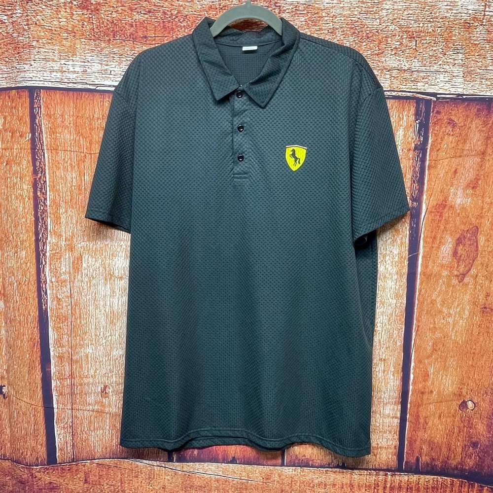 Ferrari Performance Horse Emblem Textured Polo Shirt XXL