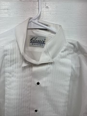 New Classix White Long Sleeve Button Up English Shirt 14-14.5 Small X-93