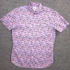 Bonobos Shirt Mens M Purple Riviera Island Hop Palm AOP Slim Fit Short Sleeve