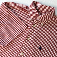 Brooks Brothers 346 Red Gingham Check Button Front Shirt Mens M Cotton Casual