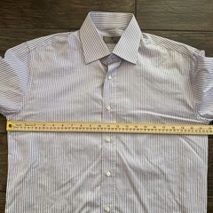 Canali Dress Shirt Men 16.5 42 Purple White Bengal Stripes Cotton Made in Italy