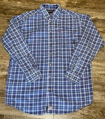 Ariat Work FR Button Down Shirt Mens Large Tall Plaid Cat 2 Flame Resistant