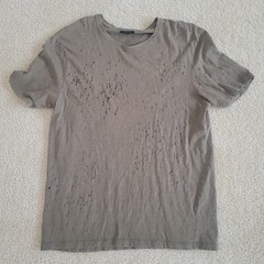 Zara Thrashed Large Shirt Grunge Distressed Brown Army Earth Tone Skater Goth