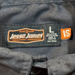 Jesse James Industrial Workwear Button Up Shirt Large Black Underarm Gussets