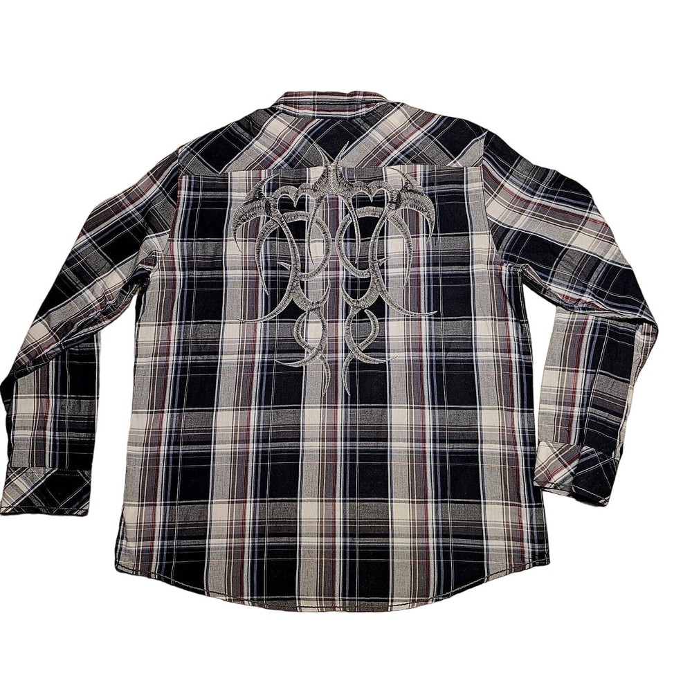 MK Machine Button Down Shirt Embroidered Mens 2XL Long Sleeve Western Streetwear