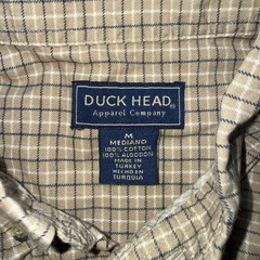 Duck Head Men’s Medium Button Down Shirt Tan Plaid Long Sleeve 100% Cotton