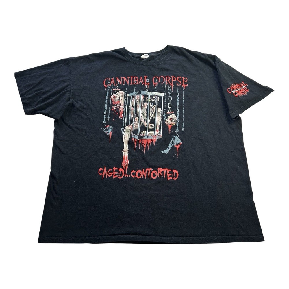 Vintage Cannibal Corpse Caged Contorted T-Shirt 3XL Black Death Metal Band Tee