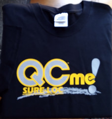 Vintage~Sure-Loc Archery~QC Hunting Sights logo T-shirt~XL~Black w yellow & gray