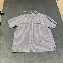 Men Shirt Multicolor Plaid Chest Pockets Short Sleeve Side Slit Outdoor Collared