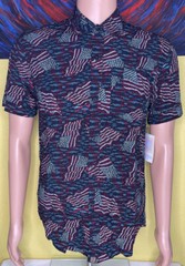 Men’s LuLaRoe Michael USA Flags Fourth of July Button Front Shirt Size XS