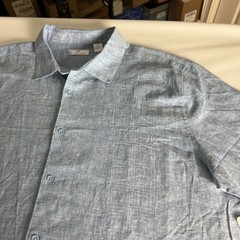 Cafe Luna Men’s Shirt Size XL Linen Blend Button Front Hawaiian Pockets Blue PA3