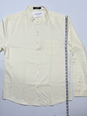 Zeroyaa Men’s Pale Yellow Button Down Long Sleeve Lightweight Comfort Shirt L
