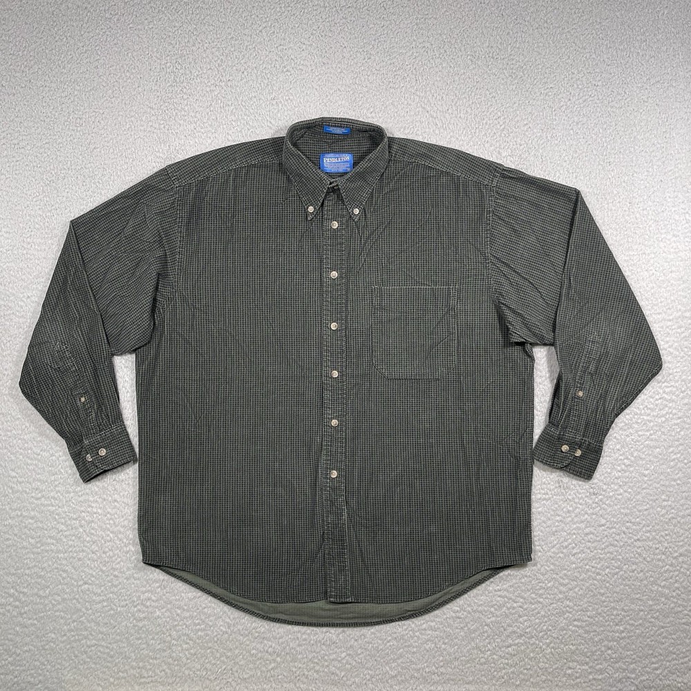 Pendleton Vintage Hunter Green Houndstooth Corduroy Button Shirt Men’s Size L