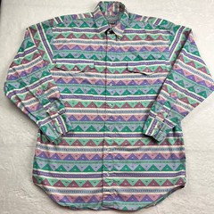 Larry Mahan Western Wear Vintage Men’s aztec print shirt size Large Pastel
