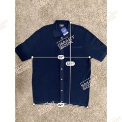 XXIII Ribbed Knit Button Up Polo Sweater Shirt Navy Blue XL Short Sleeve