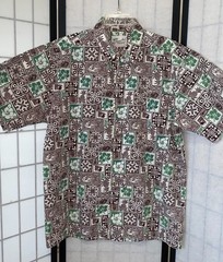 Vintage 70s Diamond Head Fish Shell Pineapple Hibiscus Tapa Floral Men’s L Shirt