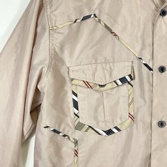 Ace of Diamond USA Shirt Mens Small Beige Plaid Trim Western Rodeo 3/4 Sleeve